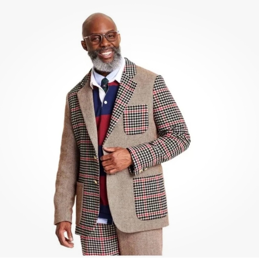 Rowing Blazers Tan and Multicolor Plaid Blazer